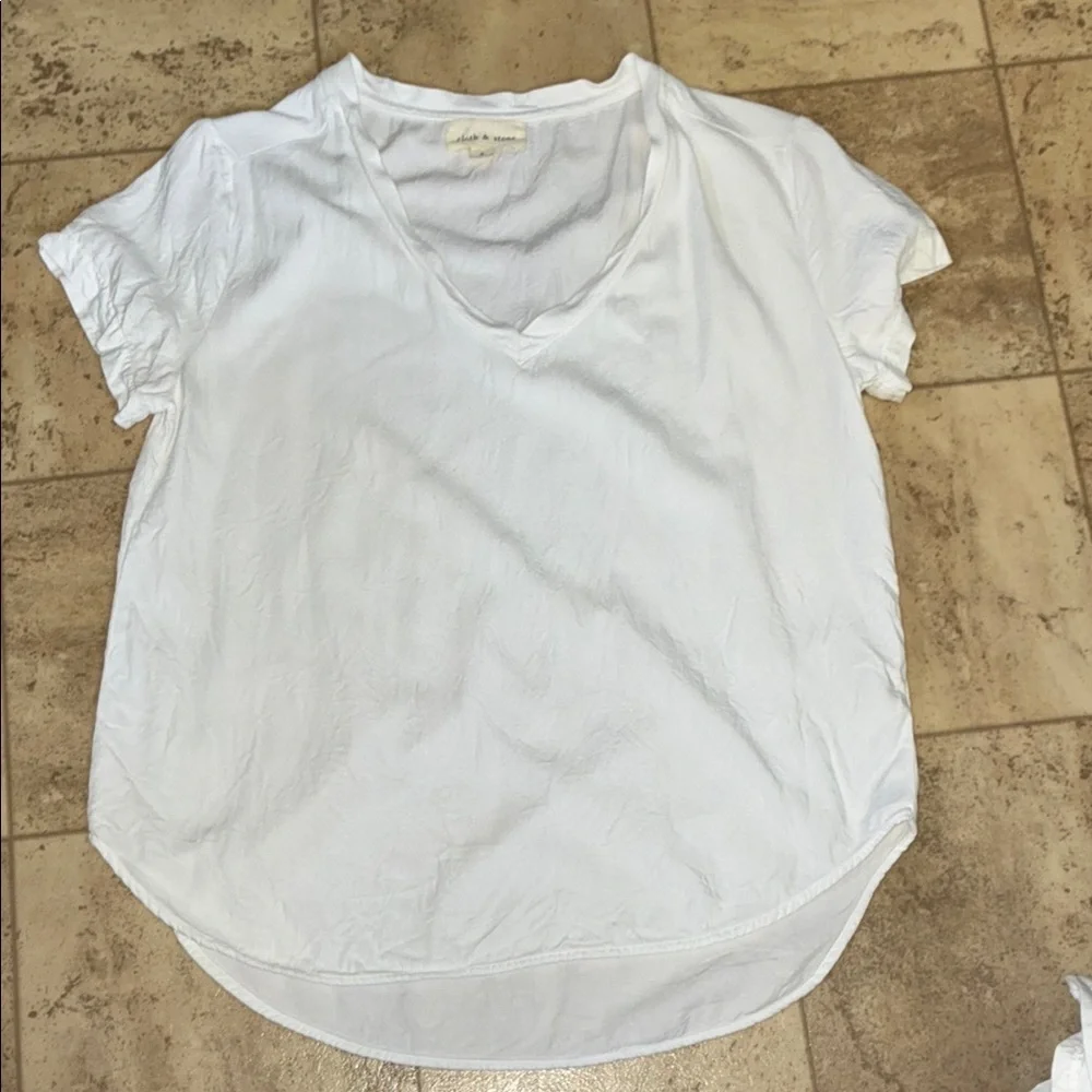 Cloth & Stone White Relaxed Ruffled Tee - Picture 1 of 9